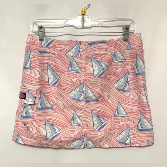 VINEYARD VINES Board Skirt Sailboats Swim Suit Coverup Mini Skirt Pink Blue Sz 4 - Picture 2 of 8